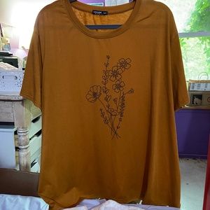 SHEIN Floral Tee Burnt Orange